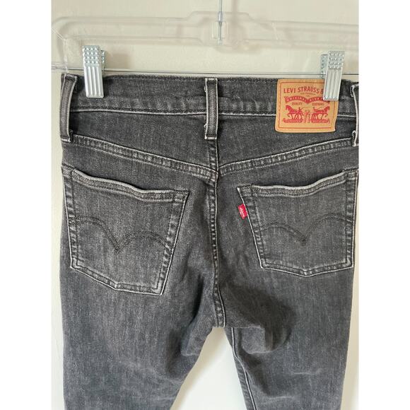 Levi's Wedgie Skinny Raw Hem Button Fly Denim Jeans Black Gray Size 25 - Picture 6 of 6